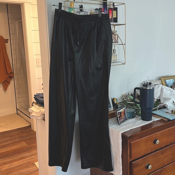 Wide Leg Faux Leather Trousers Zara 